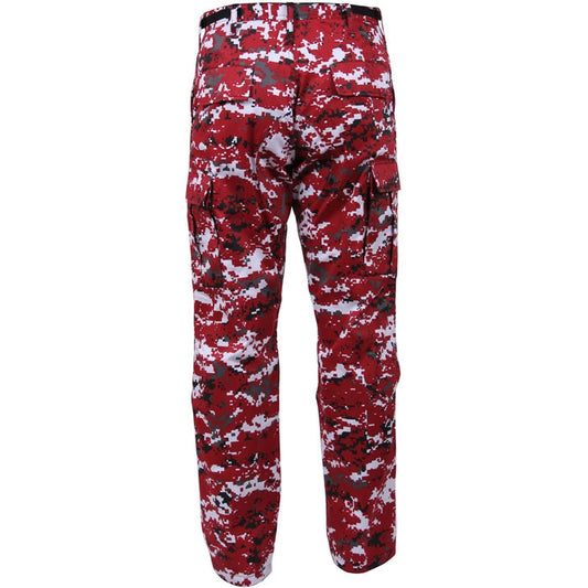 Red Digital Camouflage - Tactical BDU Pants Cargo Fatigues - Poly/Cotton Twill - Button Fly
