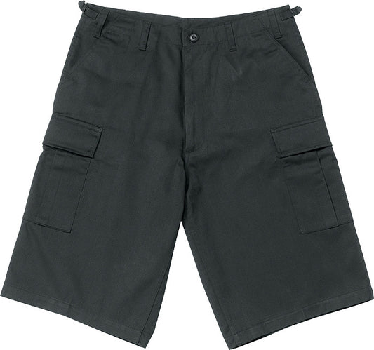 Black - Tactical Cargo Extra Long BDU Shorts - Polyester Cotton Twill - Zipper Fly