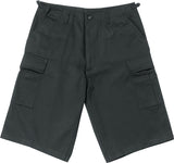 Black - Military Long Cargo BDU Shorts - Polyester Cotton Twill
