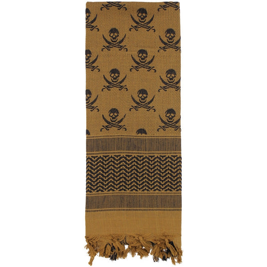 Coyote Brown - Skulls & Bones Tactical Shemagh HW Cotton Desert Scarf