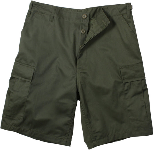 Olive Drab - Tactical Cargo BDU Shorts - Polyester Cotton Twill - Button Fly