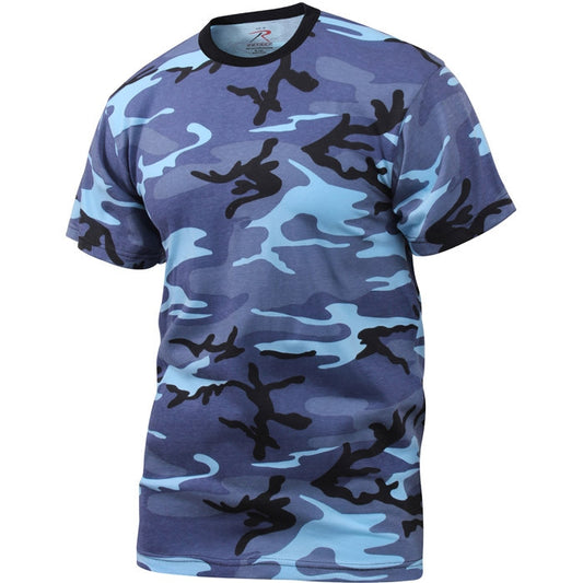 Sky Blue Camo - Tactical Short Sleeve T-Shirt, Poly/Cotton