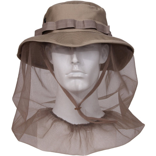 Khaki - Tactical Military Boonie Hat with Mosquito Netting - Full Head Protection