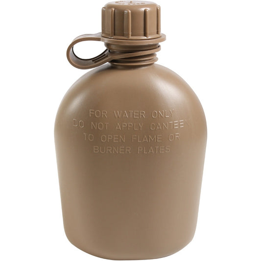 Coyote Brown - Genuine GI 3 Piece 1 Quart Canteen - Plastic USA Made