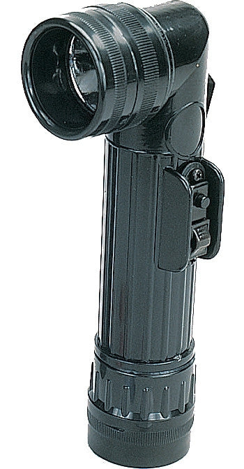 Black - Military GI Style D-Cell Anglehead Flashlight Set