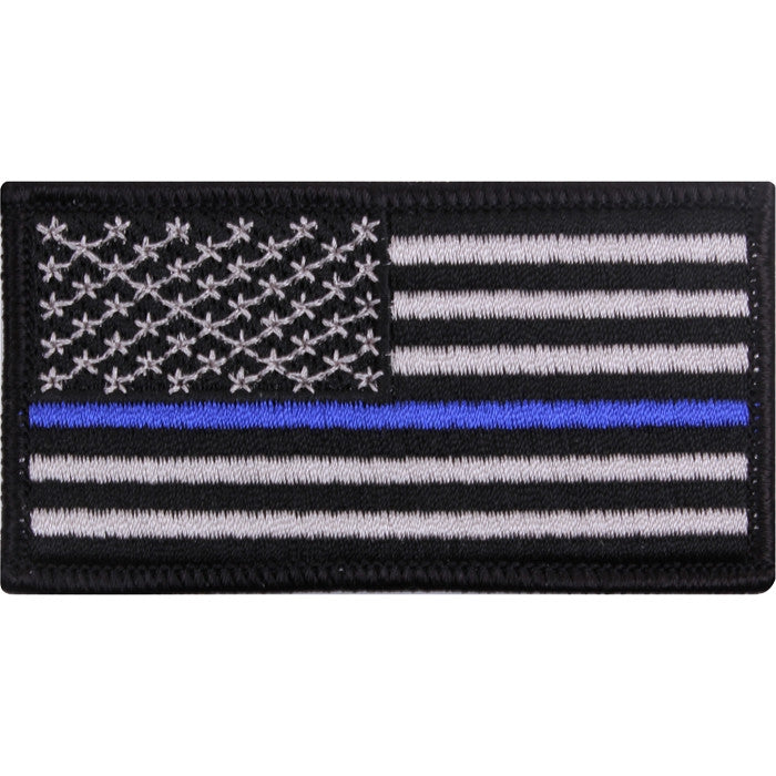 US Thin Blue Line Flag American Flag Iron-On Patch 1 7/8 x 3 3/8