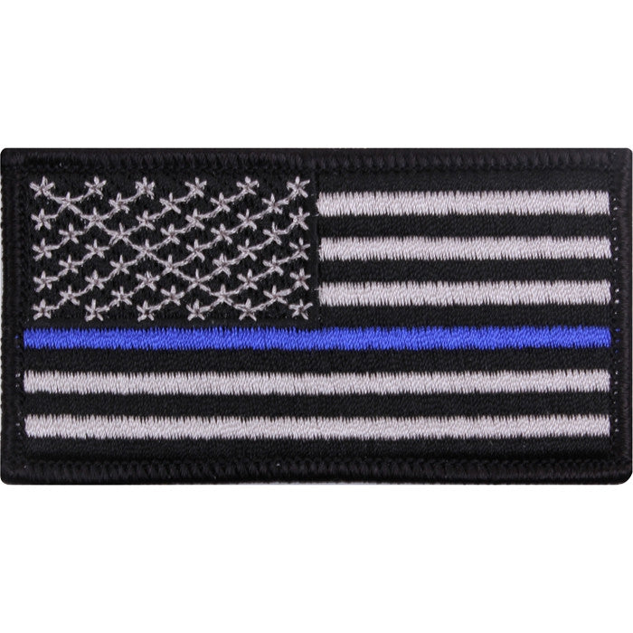 US Thin Blue Line Flag American Flag Iron-On Patch 1 7/8" x 3 3/8"