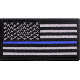 US Thin Blue Line Flag American Flag Iron-On Patch 1 7/8