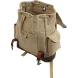 Khaki   Brown - Vintage Military Leather Trim Expedition Rucksack
