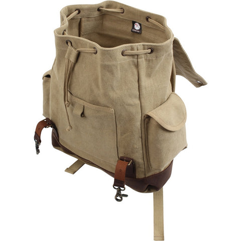 Khaki Brown Vintage Military Leather Trim Expedition Rucksack Galaxy Army Navy