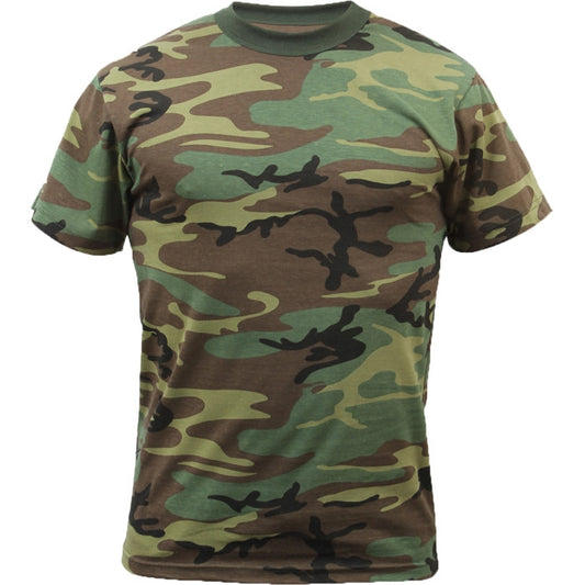 Woodland Camo - Tactical Short Sleeve T-Shirt, Poly/Cotton - Regular Cut