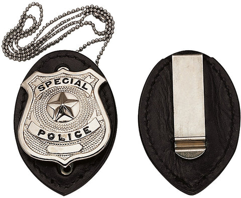 Black - Law Enforcement Clip On Badge Holder - Galaxy Army Navy