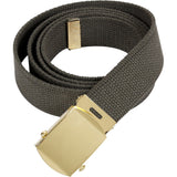 Olive Drab - Military Web Belt with Gold Brass Buckle