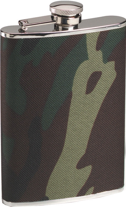 Woodland Camouflage - Shiny Flask - Stainless Steel