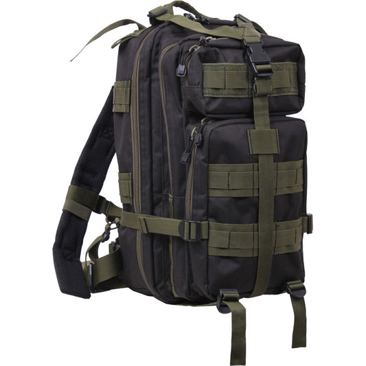 Black & Olive Drab Military MOLLE Medium Transport Pack - Tactical 600D Gear Backpack