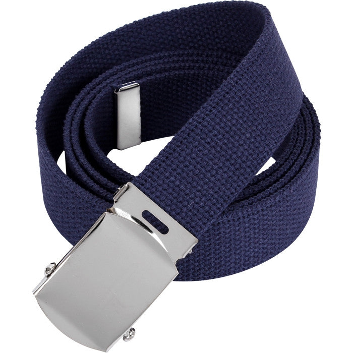 Navy Blue - Military Web Belt with Chrome Buckle