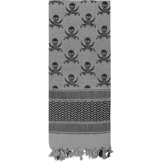 Grey - Skulls & Bones Tactical Shemagh HW Cotton Desert Scarf