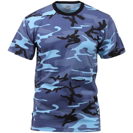 Sky Blue Camo - Tactical Short Sleeve T-Shirt, Poly/Cotton