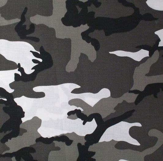 City Camouflage - Jumbo Tactical Bandana, 100% Cotton, 27" x 27"
