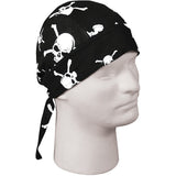 Black - Military Style Headwrap with Skulls and Crossbones