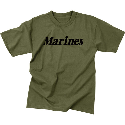 Olive Drab - MARINES Physical Training USMC PT T-Shirt, 100% Cotton