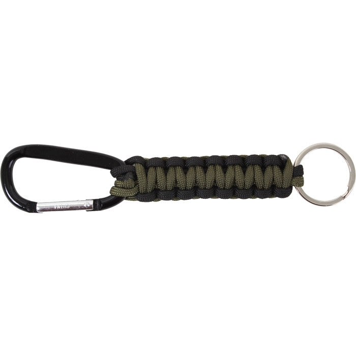 Black   Olive Drab - Tactical Survival Paracord Carabiner Key Chain