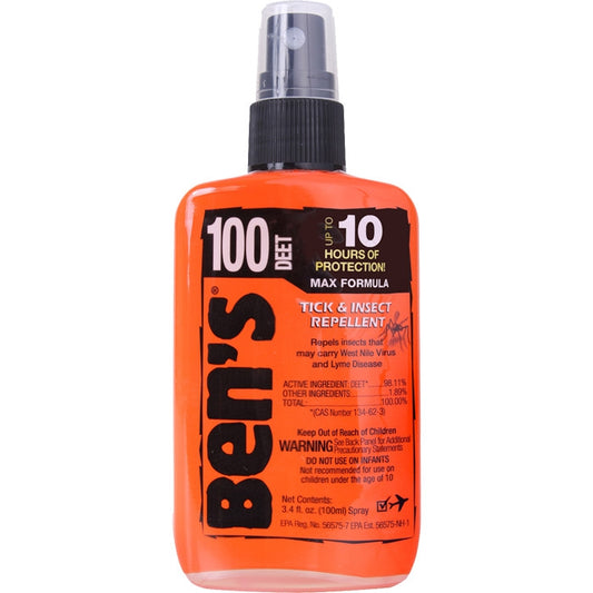 Ben's - 100% Deet Spray Pump Insect Repellent Bottle 3.4 Oz