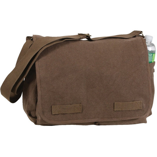 Brown - Vintage Canvas Messenger Bag Heavy-Duty Cotton Canvas Crossbody Shoulder Bag