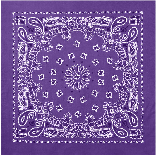 Purple - Jumbo Trainmen Paisley Bandana, 100% Cotton, 27" x 27"
