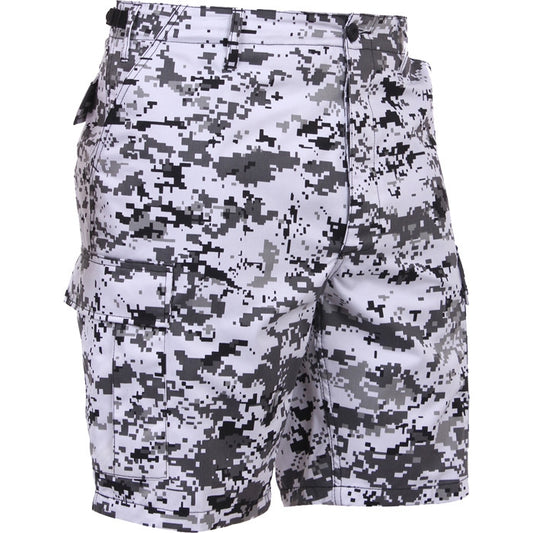 City Digital Camouflage - Tactical Cargo BDU Shorts - Polyester Cotton Twill - Button Fly