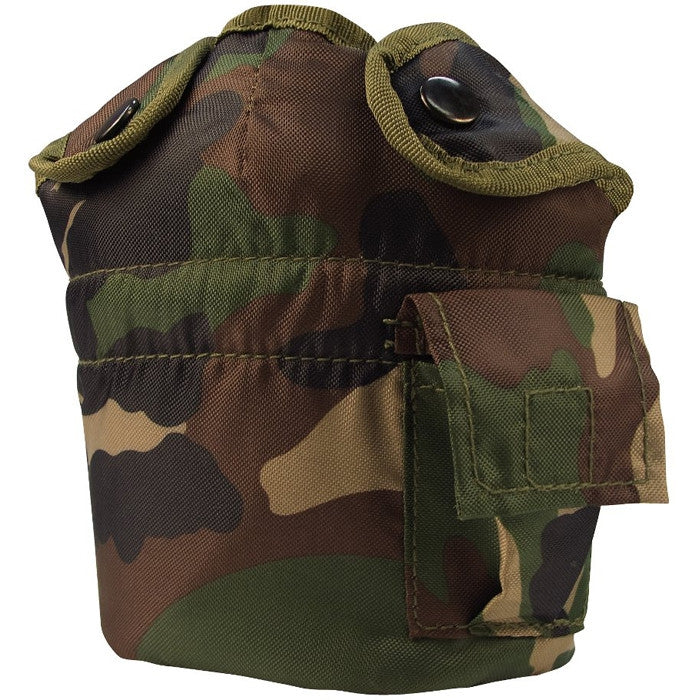Woodland Camouflage - Military GI Style 1 Quart Canteen Cover - Nylon