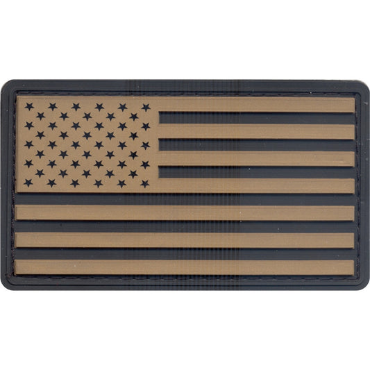 Khaki  Black - PVC US Flag Patch with Hook Back