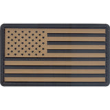 Khaki   Black - PVC US Flag Patch with Hook Back