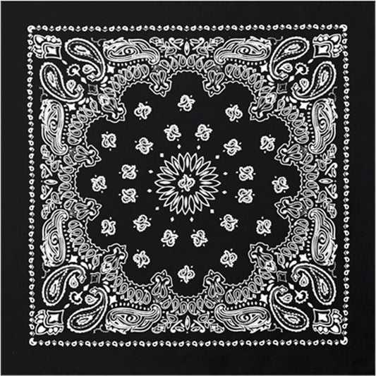 Black & White - Trainmen Paisley Bandana, 100% Cotton, 22" x 22"