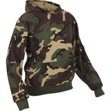 Woodland Camouflage - Kids Hooded Pullover Sweatshirt