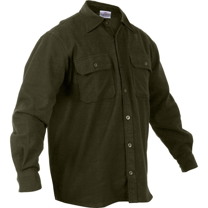 Olive Drab - Heavy Weight Solid Flannel Shirt