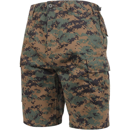 Woodland Digital Camouflage - Tactical Cargo BDU Shorts - Polyester Cotton Twill - Button Fly