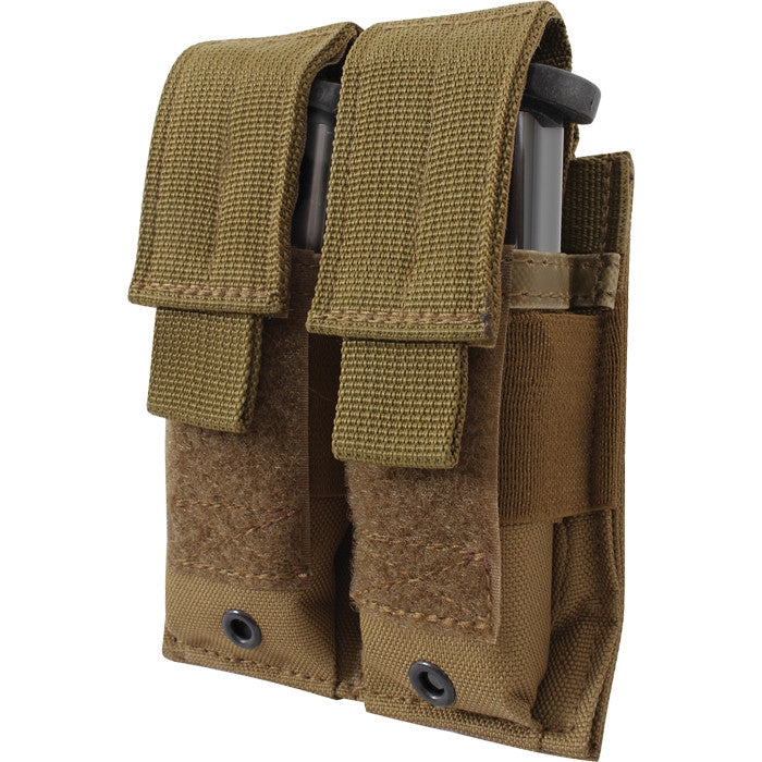 Coyote Brown - Tactical MOLLE Double 9MM Pistol Mag Pouch
