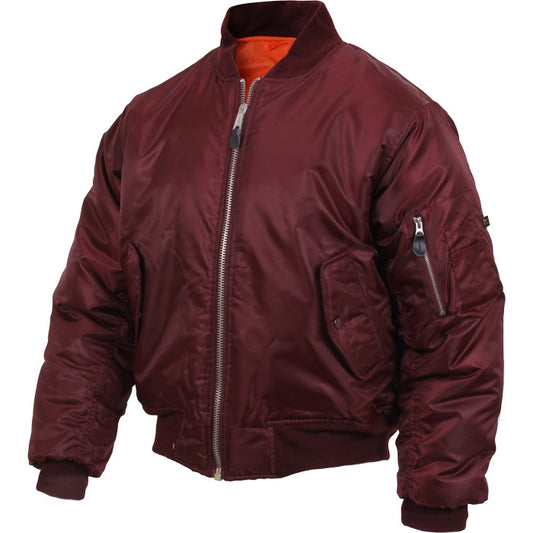 Maroon - Air Force MA-1 Flight Jacket Bomber US Military Style Reversible Coat