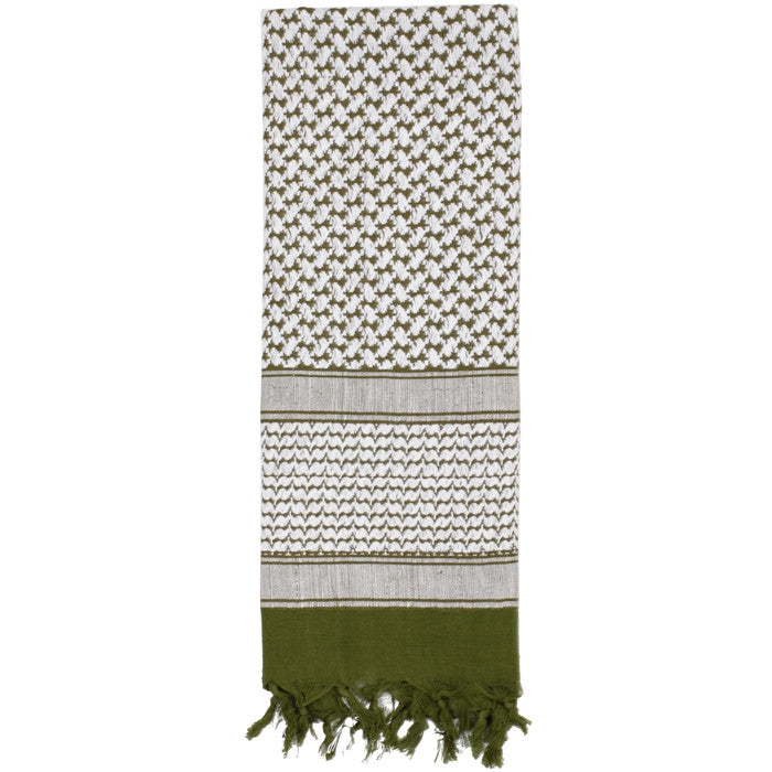 Olive Drab/White - Shemagh Tactical Desert Keffiyeh Scarf