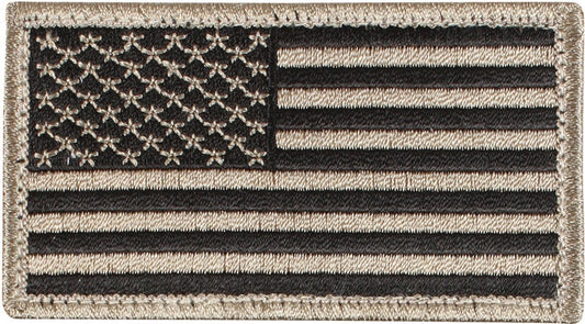 Khaki Black - US Flag Patch with Hook and Loop Closure