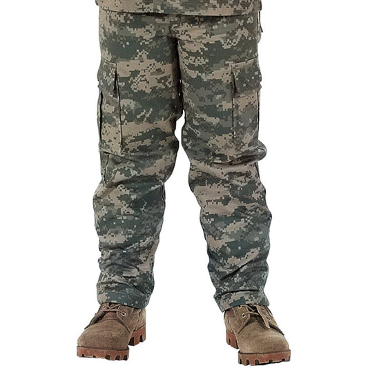 ACU Digital Camouflage - Tactical BDU Cargo Pants - Poly/Cotton Twill - Zipper Fly - Kids