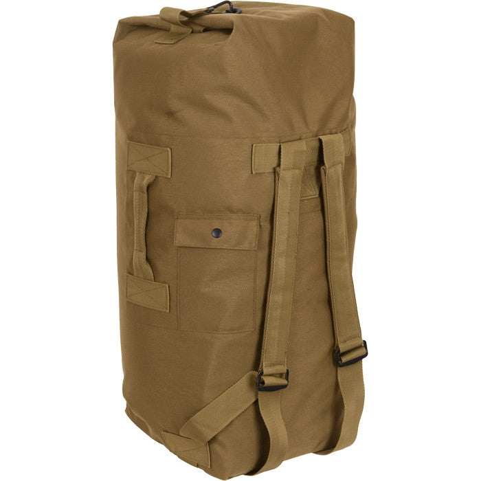 Coyote Brown - Military GI Style Double Strap Duffle Bag 22 in. x 38 in. -  Cotton Canvas - Galaxy Army Navy