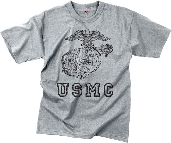 Grey - Vintage USMC Globe & Anchor T-Shirt