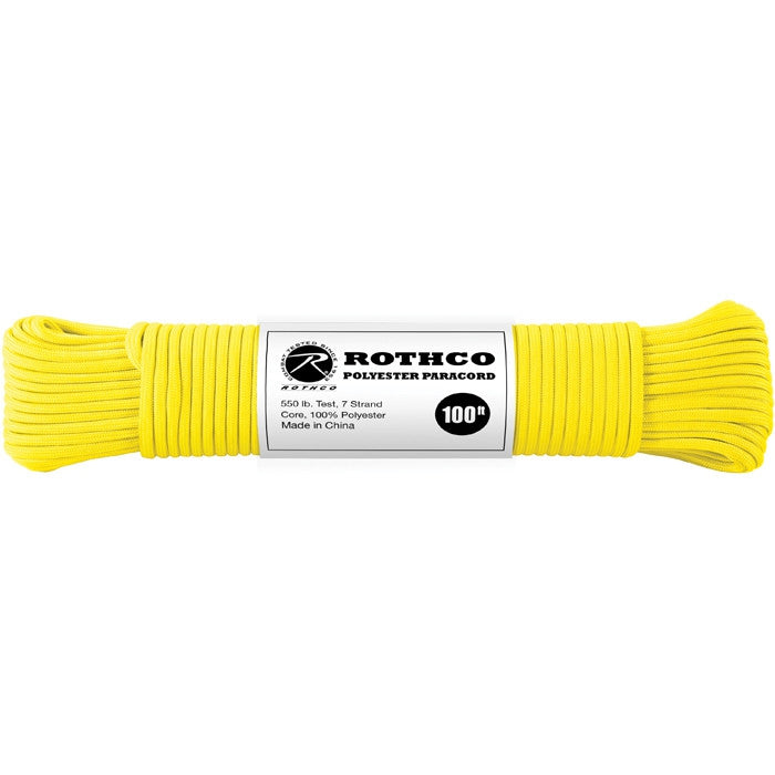 Safety Yellow - Polyester 550 LB Tested 100 Feet Paracord Rope - Galaxy  Army Navy