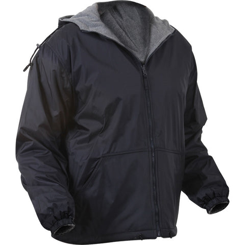 Nylon hooded jacket with sweatshirt lining online