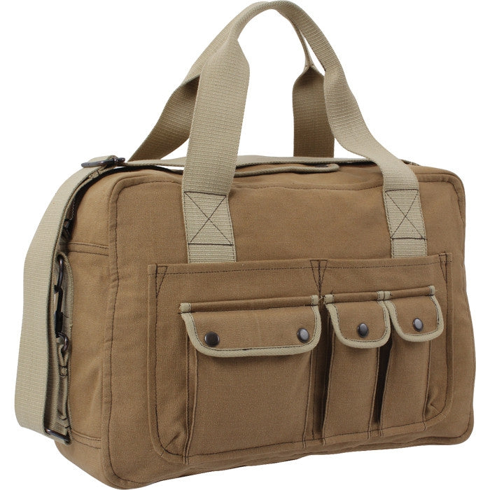 Mocha Brown  Khaki - Vintage Two Tone Canvas Shoulder Tool Bag
