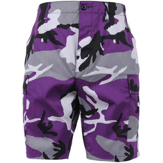 Ultra Violet Camouflage - Tactical Cargo BDU Shorts - Polyester Cotton Twill - Button Fly