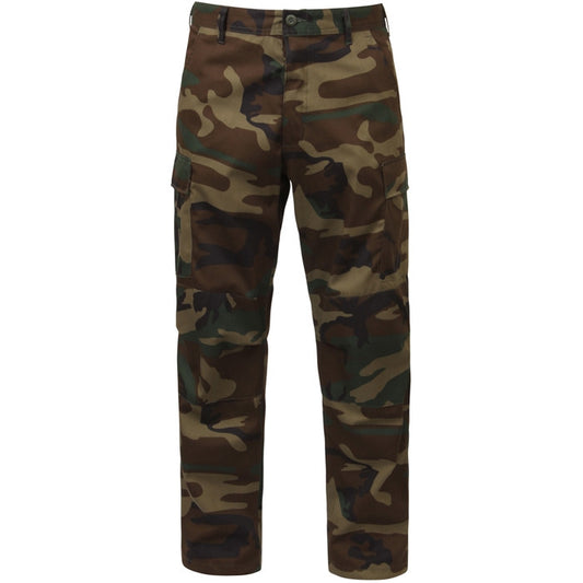 Woodland Camouflage - Tactical BDU Pants Cargo Fatigues - Poly/Cotton Twill - Zipper Fly