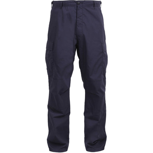 Navy Blue - Tactical BDU Pants Cargo Fatigues - 100% Cotton Rip-Stop - Button Fly